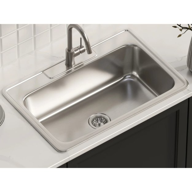 (image for) PELICAN PL-VT3322-1 18G Stainless Steel Single Bowl Top Mount Kitchen Sink 33'' x 22'' w/ 1 Hole