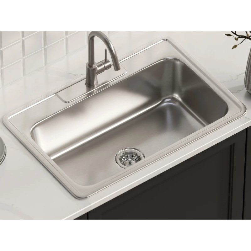 (image for) PELICAN PL-VT3322-1 18G Stainless Steel Single Bowl Top Mount Kitchen Sink 33'' x 22'' w/ 1 Hole