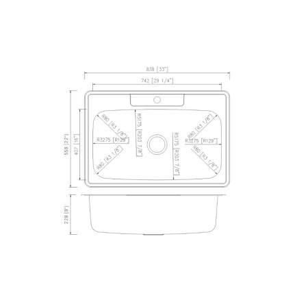 (image for) PELICAN PL-VT3322-1 18G Stainless Steel Single Bowl Top Mount Kitchen Sink 33'' x 22'' w/ 1 Hole