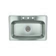 (image for) PELICAN PL-VT3322-3 18G Stainless Steel Single Bowl Top Mount Kitchen Sink 33'' x 22'' w/ 3 Holes