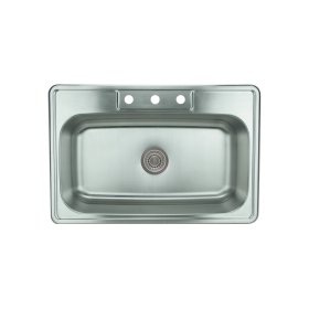 PELICAN PL-VT3322-3 18G Stainless Steel Single Bowl Top Mount Kitchen Sink 33'' x 22'' w/ 3 Holes