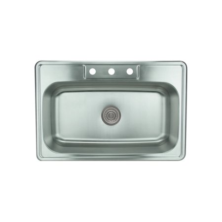 (image for) PELICAN PL-VT3322-3 18G Stainless Steel Single Bowl Top Mount Kitchen Sink 33'' x 22'' w/ 3 Holes