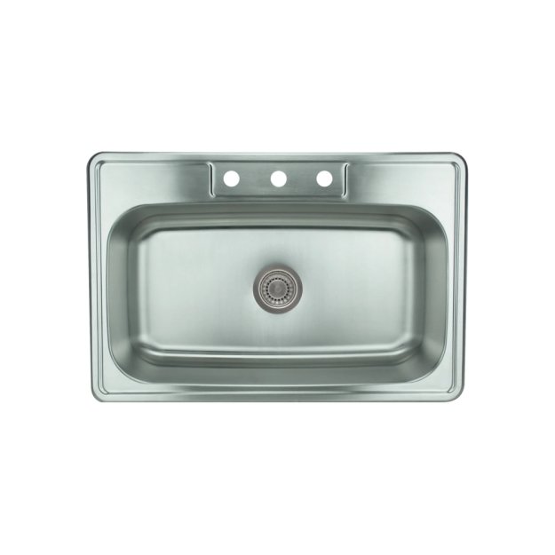 (image for) PELICAN PL-VT3322-3 18G Stainless Steel Single Bowl Top Mount Kitchen Sink 33'' x 22'' w/ 3 Holes