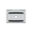 (image for) PELICAN PL-VT3322-3 18G Stainless Steel Single Bowl Top Mount Kitchen Sink 33'' x 22'' w/ 3 Holes