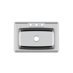 PELICAN PL-VT3322-3 18G Stainless Steel Single Bowl Top Mount Kitchen Sink 33'' x 22'' w/ 3 Holes
