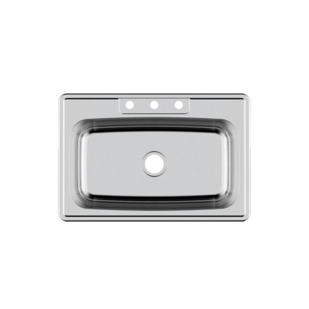 (image for) PELICAN PL-VT3322-3 18G Stainless Steel Single Bowl Top Mount Kitchen Sink 33'' x 22'' w/ 3 Holes