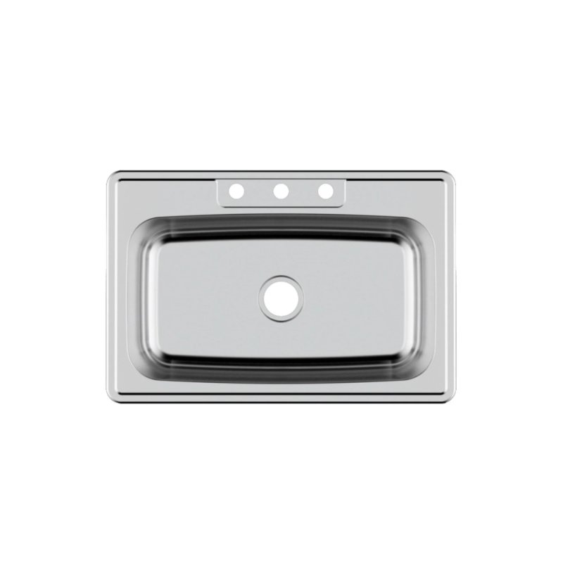 PELICAN PL-VT3322-3 18G Stainless Steel Single Bowl Top Mount Kitchen Sink 33\'\' x 22\'\' w/ 3 Holes