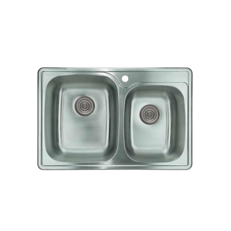 (image for) PELICAN PL-VT6040 18G Stainless Steel Double Bowl Top Mount Kitchen Sink 33'' x 22'' w/ 1 Hole