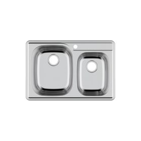 PELICAN PL-VT6040 18G Stainless Steel Double Bowl Top Mount Kitchen Sink 33'' x 22'' w/ 1 Hole