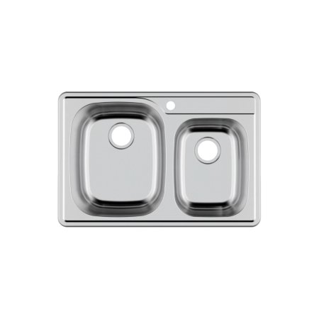 (image for) PELICAN PL-VT6040 18G Stainless Steel Double Bowl Top Mount Kitchen Sink 33'' x 22'' w/ 1 Hole