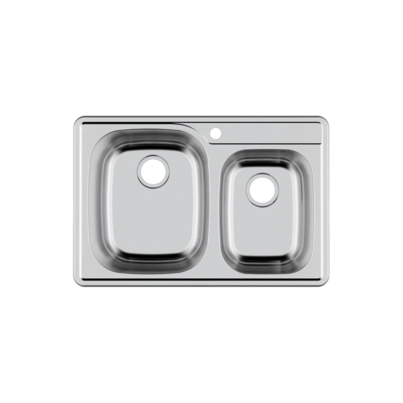 PELICAN PL-VT6040 18G Stainless Steel Double Bowl Top Mount Kitchen Sink 33\'\' x 22\'\' w/ 1 Hole