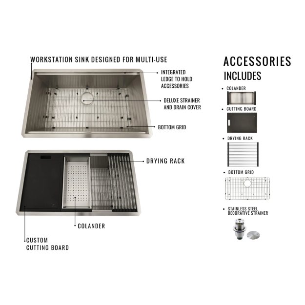 (image for) PELICAN PL-WS2819 R0 16g Stainless Steel Workstation Sink - 28" x 19" x 10"
