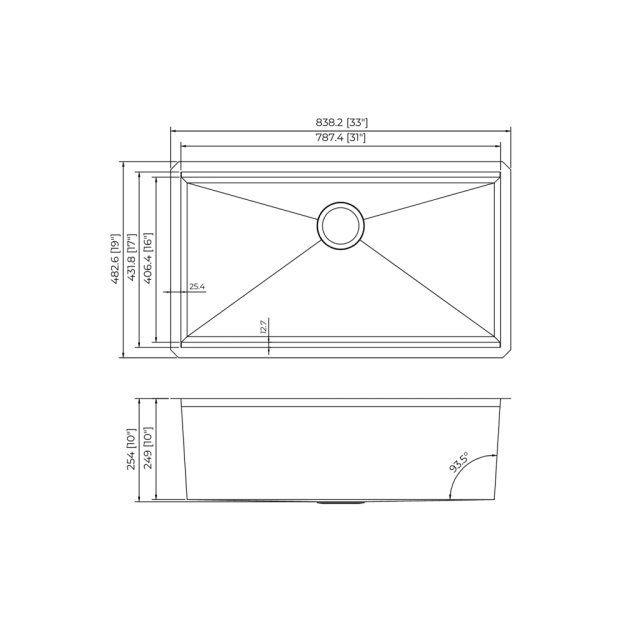 (image for) PELICAN PL-WS3319 R0 16g Stainless Steel Workstation Sink - 33" x 19" x 10"
