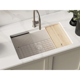 PELICAN PL-WS400 33" x 22" x 9 1/2" Granite Composite Workstation Style Sink - Alpina