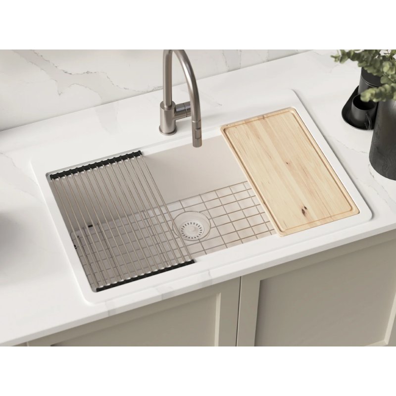 (image for) PELICAN PL-WS400 33" x 22" x 9 1/2" Granite Composite Workstation Style Sink - Alpina