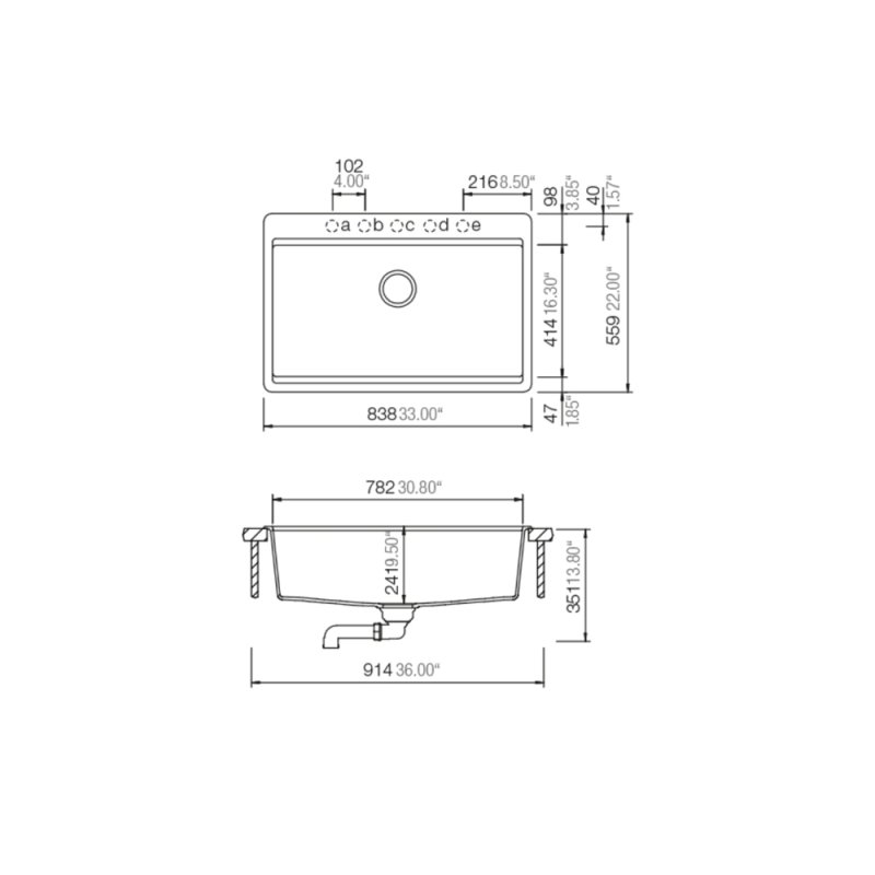 (image for) PELICAN PL-WS400 33" x 22" x 9 1/2" Granite Composite Workstation Style Sink - Alpina