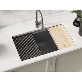 PELICAN PL-WS400 33" x 22" x 9 1/2" Granite Composite Workstation Style Sink - Chroma