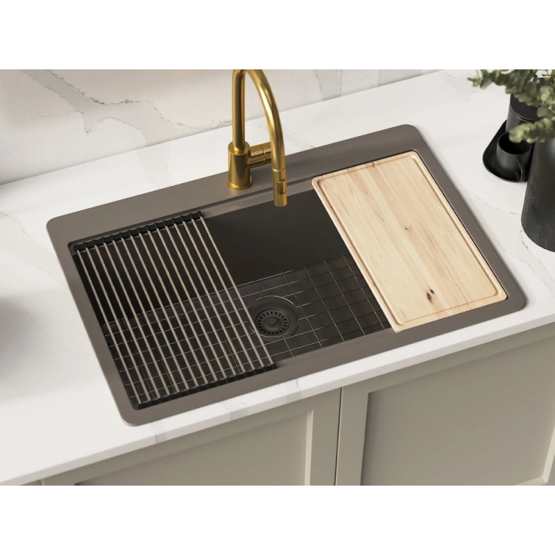 (image for) PELICAN PL-WS400 33" x 22" x 9 1/2" Granite Composite Workstation Style Sink - Concrete