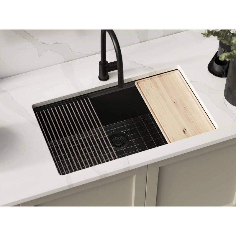 (image for) PELICAN PL-WS400 33" x 22" x 9 1/2" Granite Composite Workstation Style Sink - Onyx
