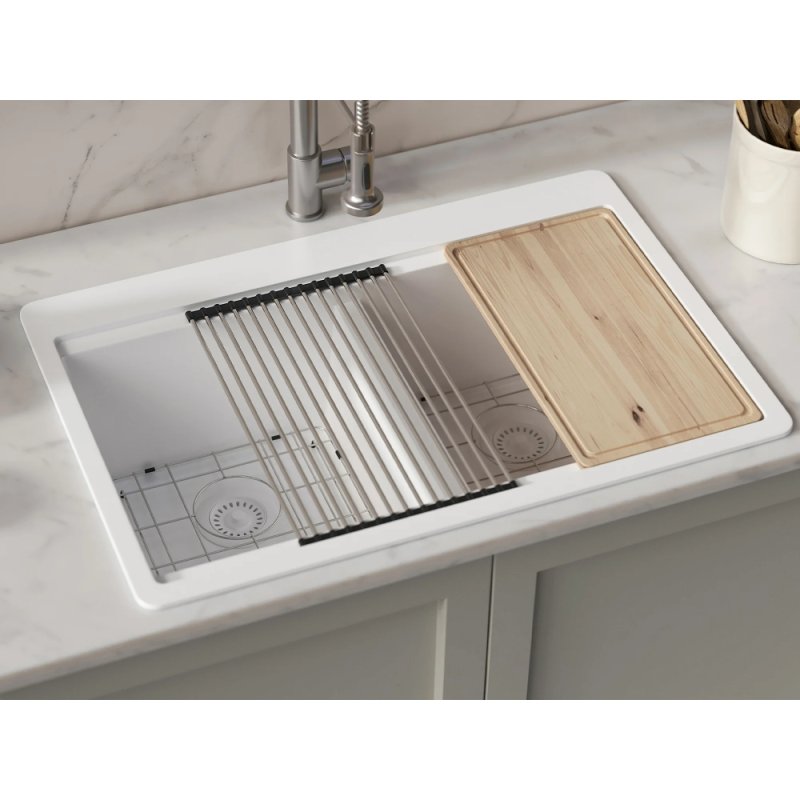 (image for) PELICAN PL-WS500 33" x 22" x 9 1/2" Granite Composite Workstation Style Sink - Alpina