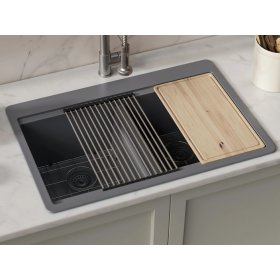 PELICAN PL-WS500 33" x 22" x 9 1/2" Granite Composite Workstation Style Sink - Chroma