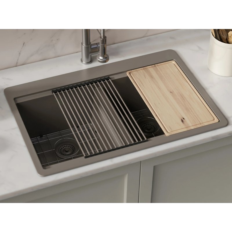 (image for) PELICAN PL-WS500 33" x 22" x 9 1/2" Granite Composite Workstation Style Sink - Concrete