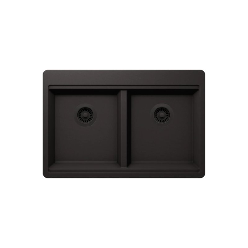 PELICAN PL-WS500 33\" x 22\" x 9 1/2\" Granite Composite Workstation Style Sink - Onyx