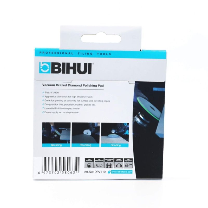 (image for) BIHUI DPV410 Vacuum Brazed Diamond Polishing Pad 100 Grit - 4"