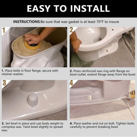 (image for) BIHUI WRS150 Reinforced Wax Toiltet Bowl Gasket w/ Flange and Bolts