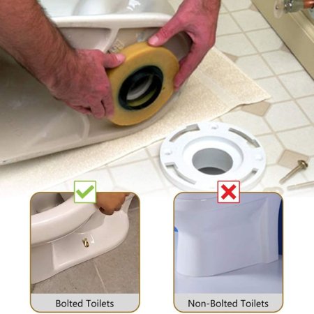(image for) BIHUI WRS150 Reinforced Wax Toiltet Bowl Gasket w/ Flange and Bolts