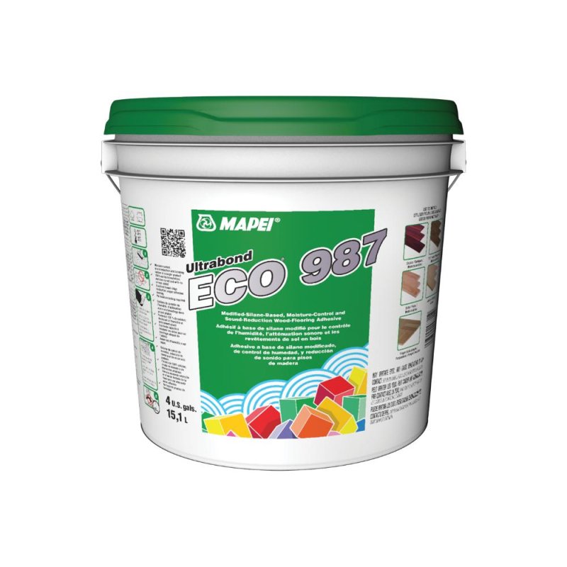 Mapei Ultrabond Eco 987 Modified-Silane-Based, Moisture-Control and Sound-Reduction Wood-Flooring Adhesive - 4 Gal.