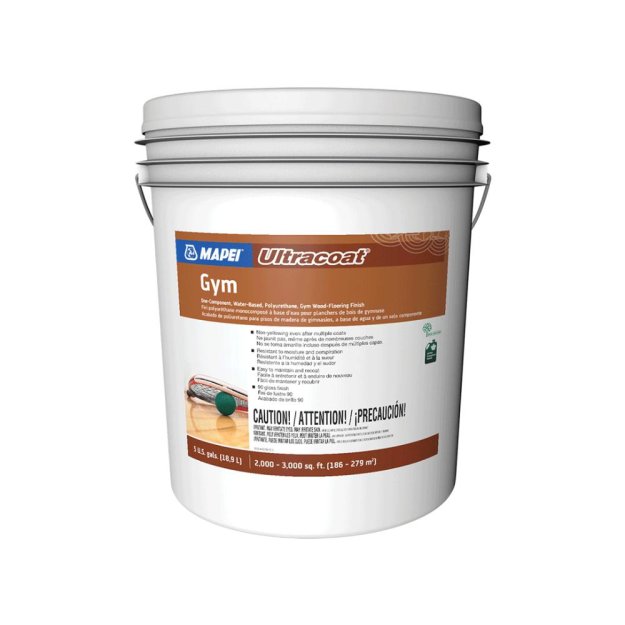 (image for) MAPEI Ultracoat Gym One-Component Water-Based Polyurethane Gym Wood-Flooring Finish - 5 Gal