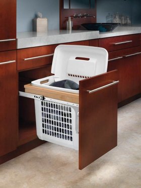 Rev-A-Shelf 4VHTM-1520DM-1 Rev-A-Motion Pull Out Top Mount Wood Hamper - Natural