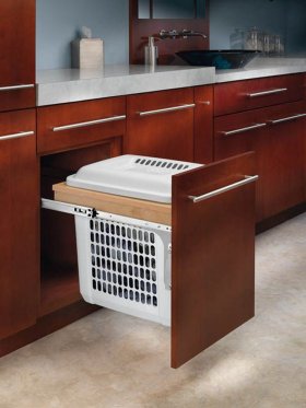 Rev-A-Shelf 4VHTM-1520DM-1 Rev-A-Motion Pull Out Top Mount Wood Hamper - Natural