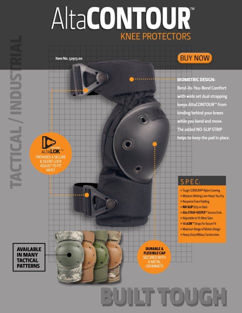 (image for) ALTA 52913.14 AltaCONTOUR Tactical Knee Pads w/ Flexible Caps - AltaLOK Black