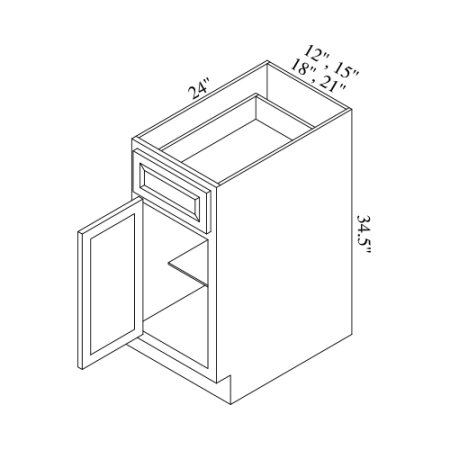 (image for) Mocha 18" Single Door & Drawer Base Cabinet - MOC-B18