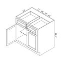 (image for) Mocha 42" Double Doors & Drawers Base Cabinet - MOC-B42