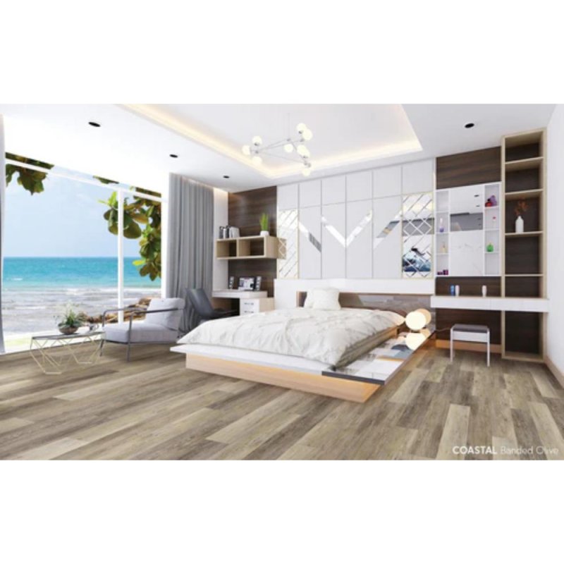 (image for) Chesapeake Flooring Coastal SPC 7" x 48" Luxury Vinyl Plank - Banded Olive GEM2641RC5G