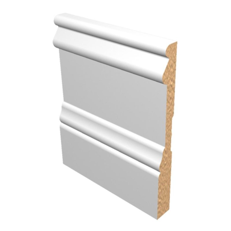 (image for) M-Trim 1692 9/16\" x 5-1/4\" x 16\' Primed MDF Baseboard - Victorian