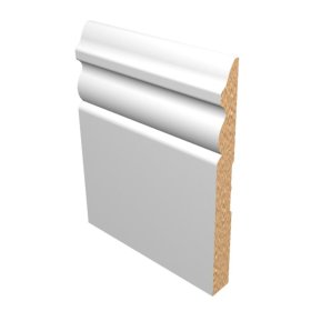 M-Trim 5900 1/2" x 5-1/4" x 16' Primed MDF Baseboard - Colonial