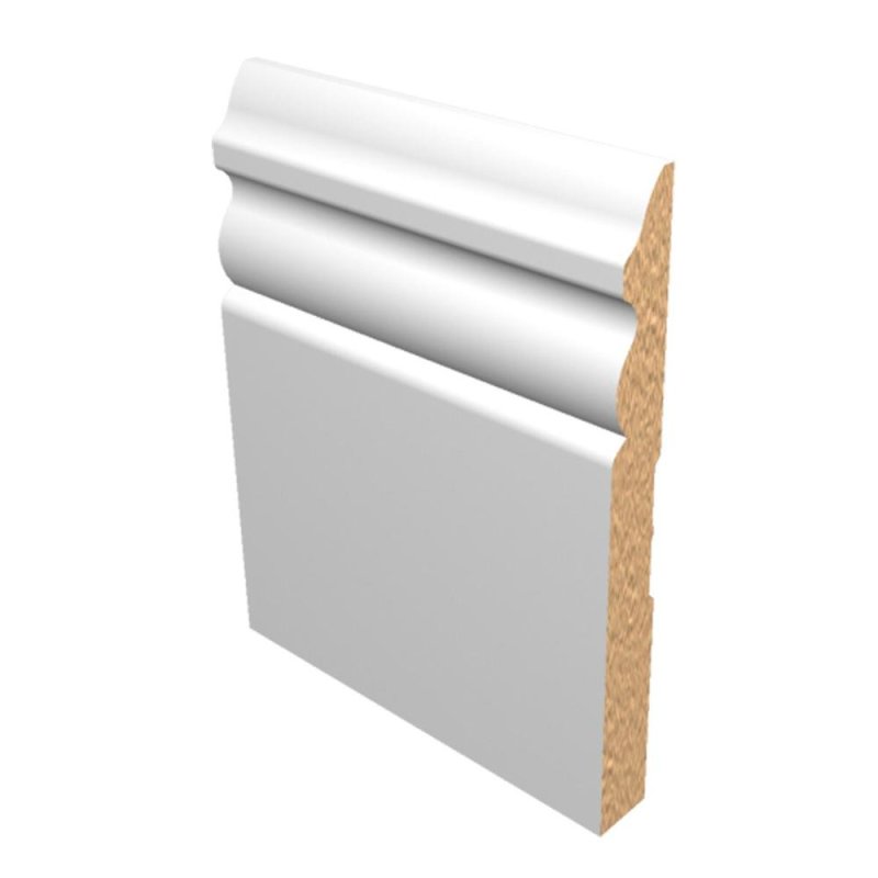 (image for) M-Trim 5900 1/2\" x 5-1/4\" x 16\' Primed MDF Baseboard - Colonial