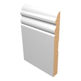 M-Trim 6180 9/16" x 6-1/4" x 16' Primed MDF Baseboard - Colonial
