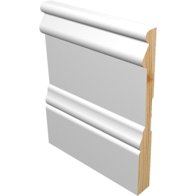 (image for) M-Trim 1692 9/16" x 5-1/4" x 16' Primed Pine Baseboard - Victorian