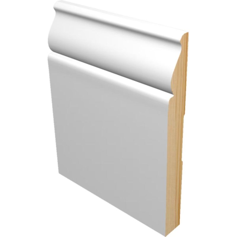 (image for) M-Trim 5163 5-1/4\" x 9/16\" x 16\' Primed Pine Baseboard - Traditional
