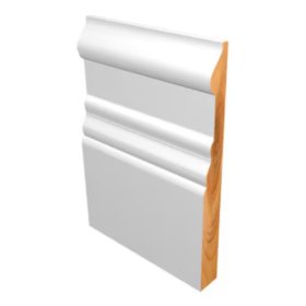 M-Trim 6140 5/8" x 6-1/4 " x 16' Primed Pine Baseboard - Corinthian