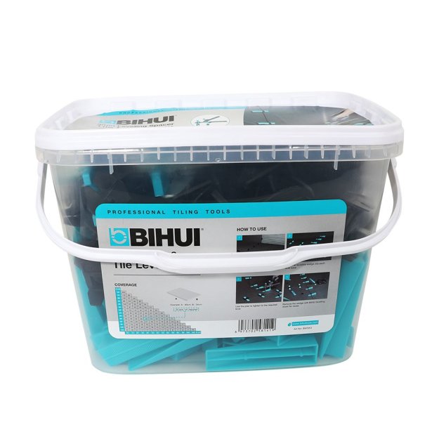 (image for) BIHUI BWSK3 1/8" (3mm) Tile Leveling Starter Kit - 100 Spacers and Wedges