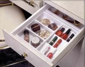 Rev-A-Shelf COS-18W-52 Vanity Cosmetic Drawer Organizer Base Tray - Glossy White