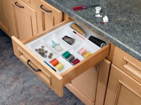Rev-A-Shelf COS-18W-52 Vanity Cosmetic Drawer Organizer Base Tray - Glossy White