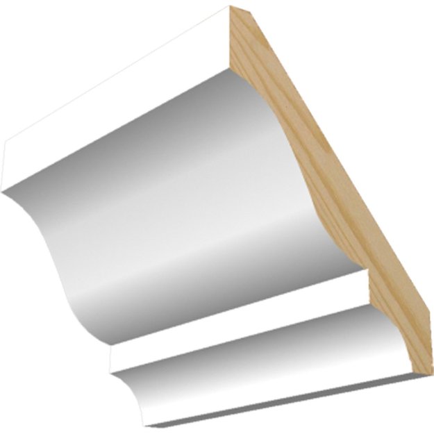 (image for) M-Trim 49 1/2" x 3-5/8" x 16' Primed Pine Crown Molding - Colonial