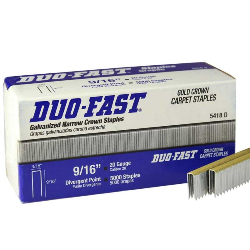Duo-Fast 5418 D 3/16\" x 9/16\" 20-Gauge Divergent Point Galvanized Staples - 5000 Per Box